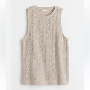 H&M / High Neck Knitted Tank Top / Light Beige